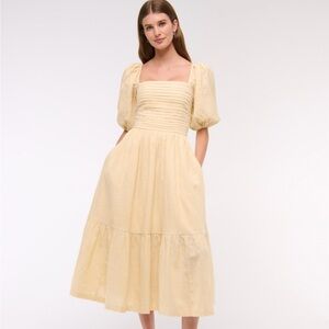 Abercrombie & Fitch Light Yellow Midi Dress